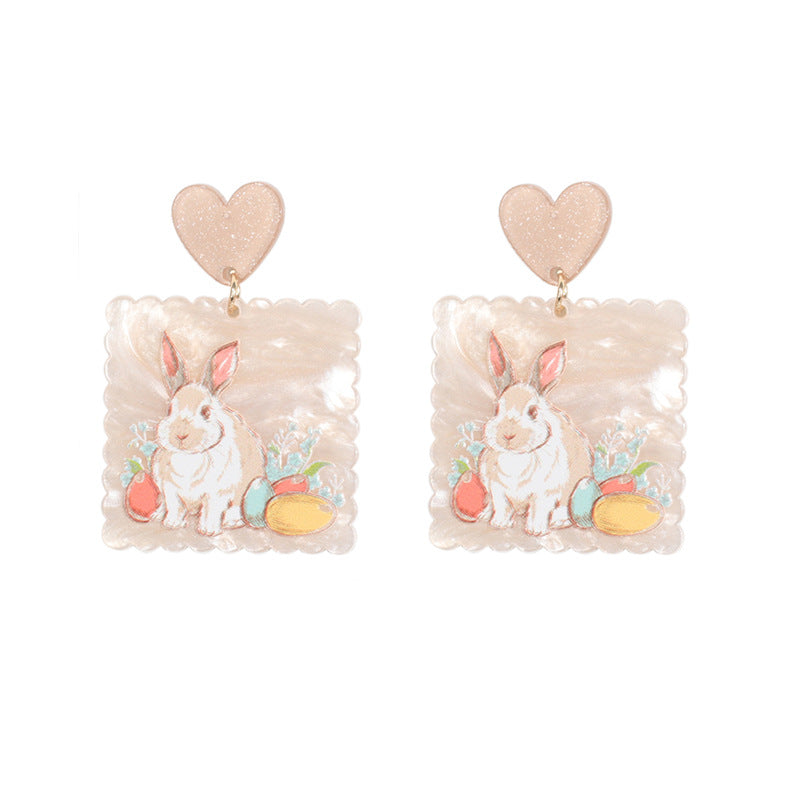 Alloy rabbit oil painting earrings (Minimo de compra 5) MIC-YiRan002