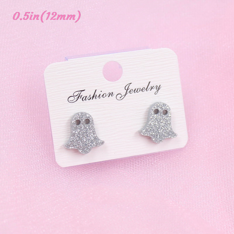 Acrylic Spider Pumpkin Ghost Bat Earrings (Minimo de compra 5) MIC-XiaoY052