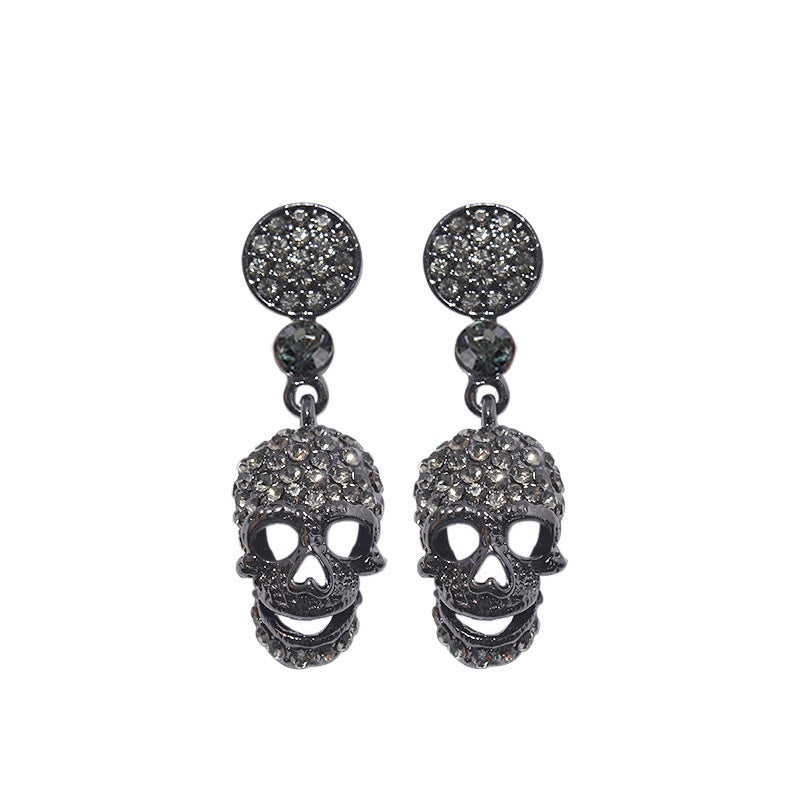 Alloy skull full diamond pearl earrings (Minimo de Compra 2) MIC-LinL003