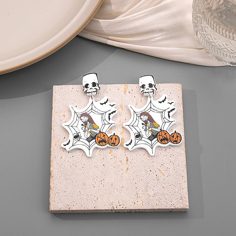 Acrylic Halloween Party Skull Head Earrings MIC-MDD037