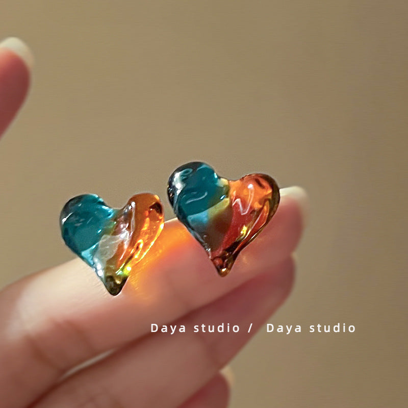 Alloy Acrylic Heart Earrings MIC-GuangM005