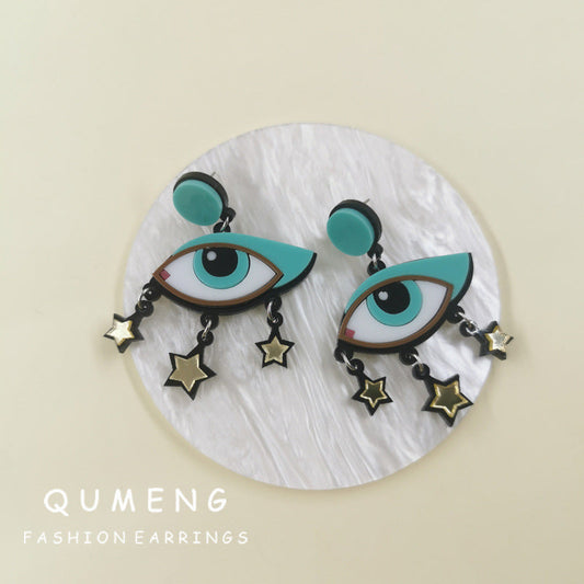 Acrylic Blue Demon Eye Earstuds (Minimo de compra 2) MIC-QinM009