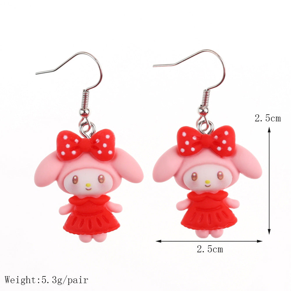 Earrings Plastic New Year Red Small Animal Cute Cartoon Meow Earrings niqing043