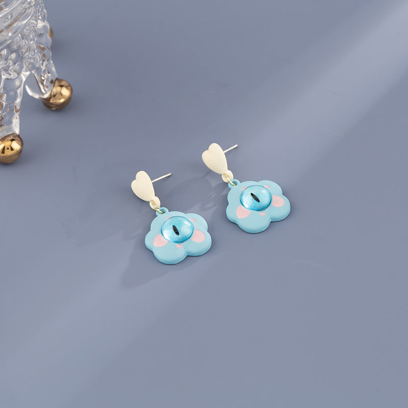 Alloy blue flower small fresh earrings MIC-ShiQ009