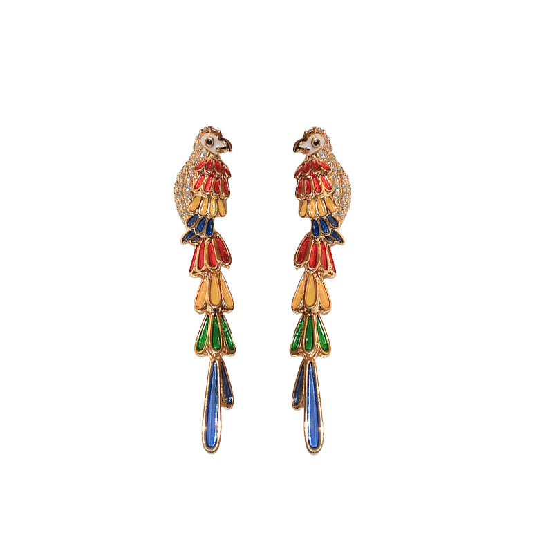 Alloy long parrot earrings MIC-BAOY068