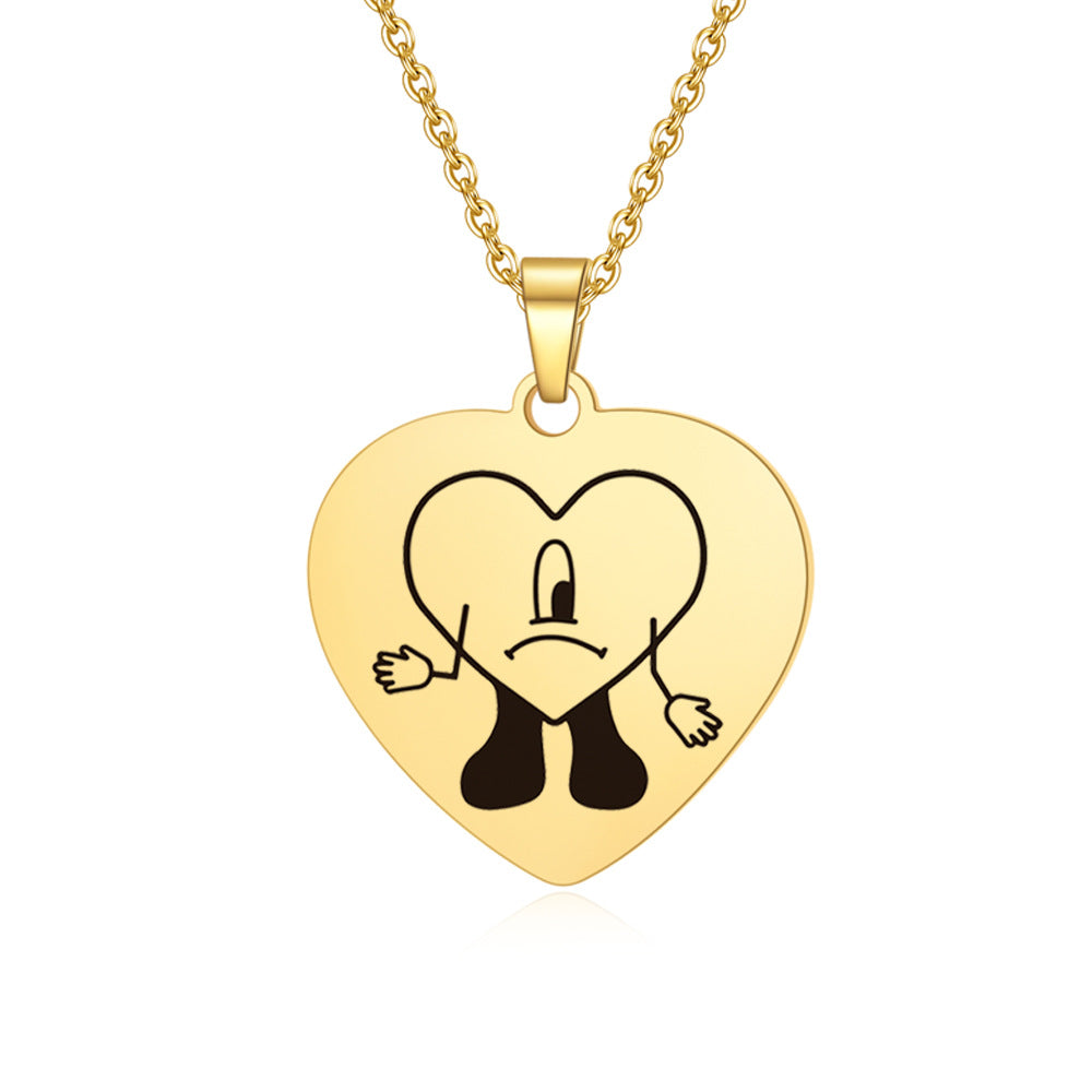 Necklace Stainless Steel Corrosion Drop Oil Heart Shape Minimo de compra 2 (F) XiM003