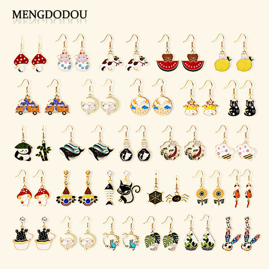 Alloy Panda Fruit Earrings MIC-MDD170