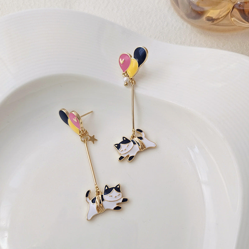 Alloy Long Cartoon Cat Earrings (Minimo de Compra 2) MIC-BLD078