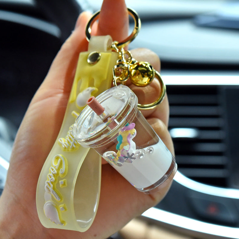 PVC liquid quicksand unicorn keychain MIC-YanG016