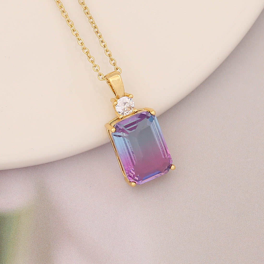 Necklaces Copper Zircon Stainless Steel Fantasy Purple Series BingM025