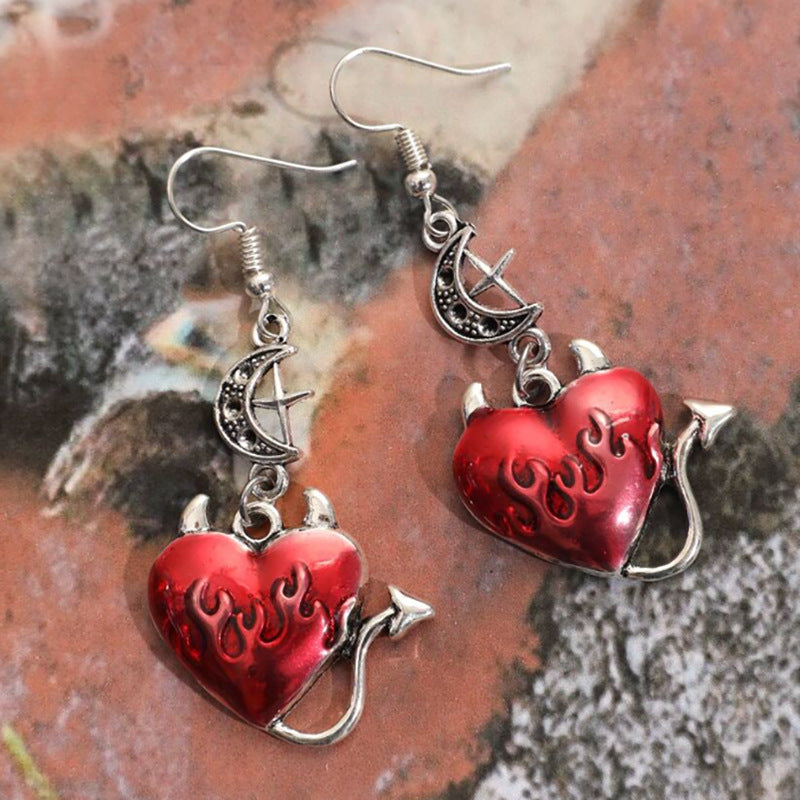 Acrylic Punk Red Heart Earrings MIC-LingX004