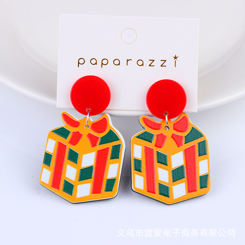 Acrylic Christmas Cartoon Gift Socks Earrings MIC-DuA099