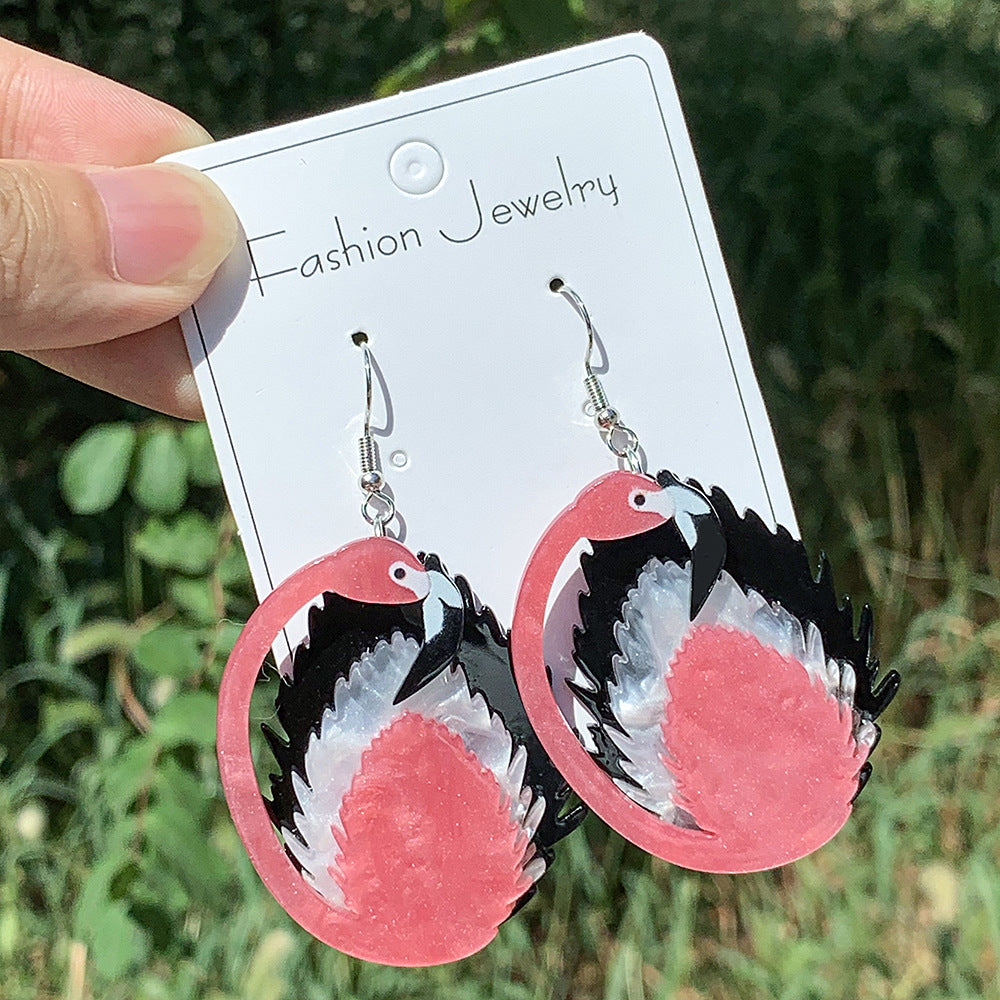 Acrylic Love Flamingo Earrings (Minimo de compra 5) MIC-ManT032