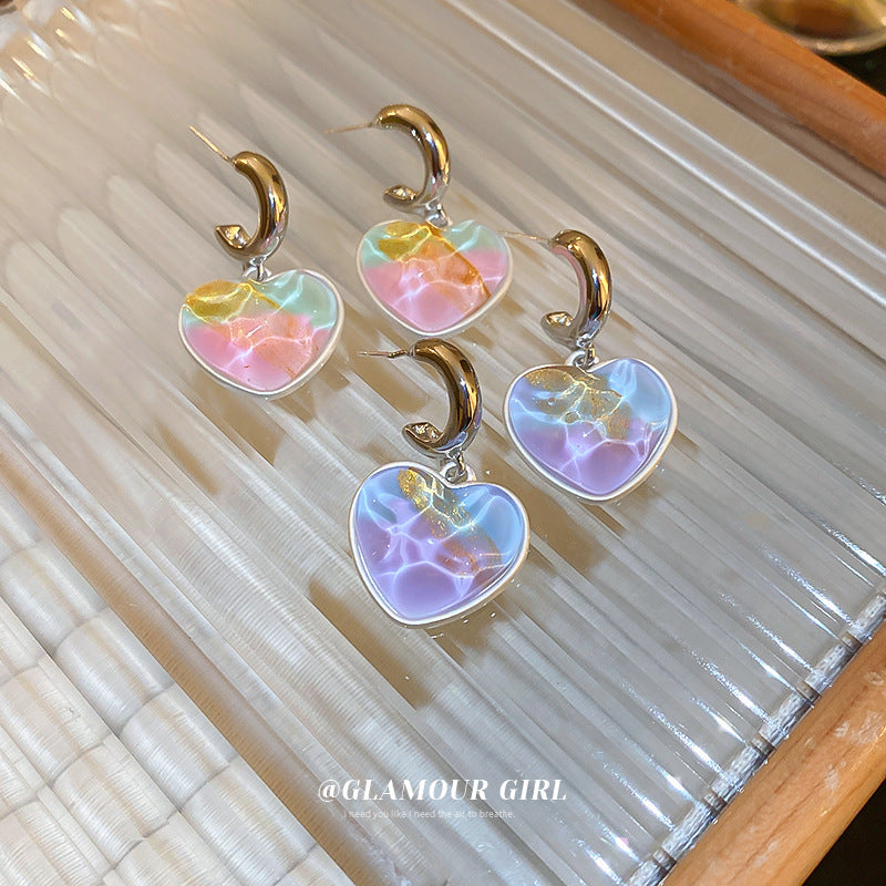 Alloy color matching heart earrings (Minimo de Compra 2) MIC-BY013