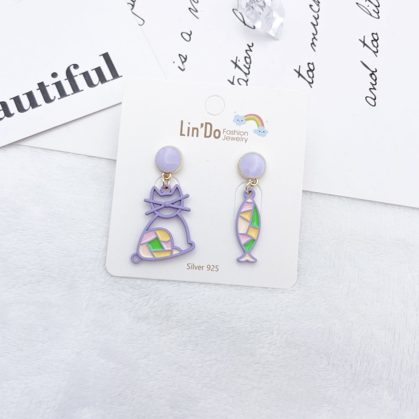 Alloy Asymmetric Cute Meow Earrings MYA-QiW018