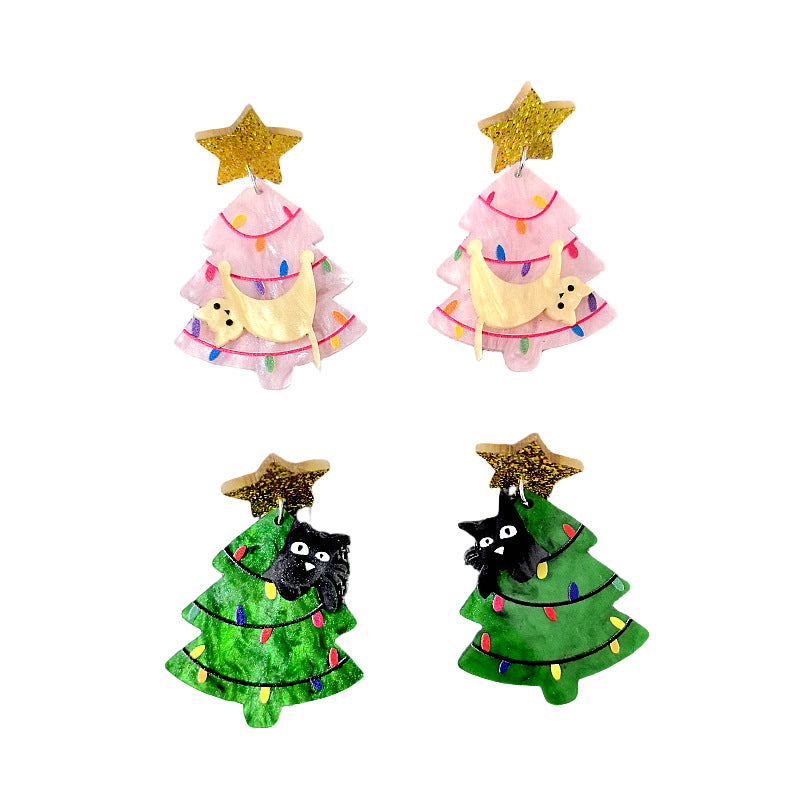 Acrylic Christmas Tree Earrings MIC-XueP177