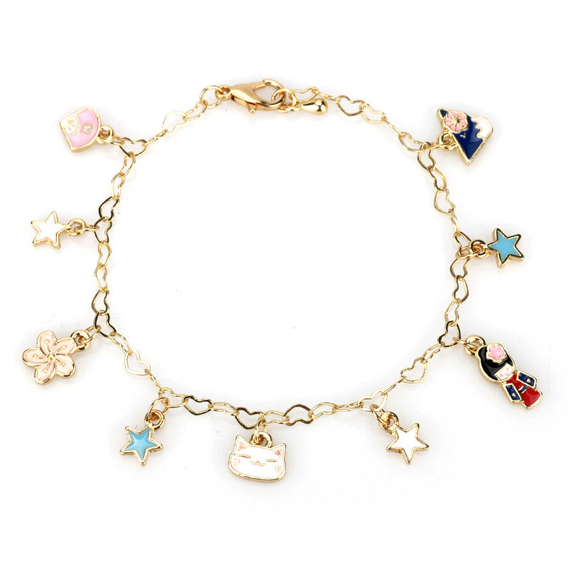 Alloy Little Flower Star Cat Bracelet MIC-AiWen003