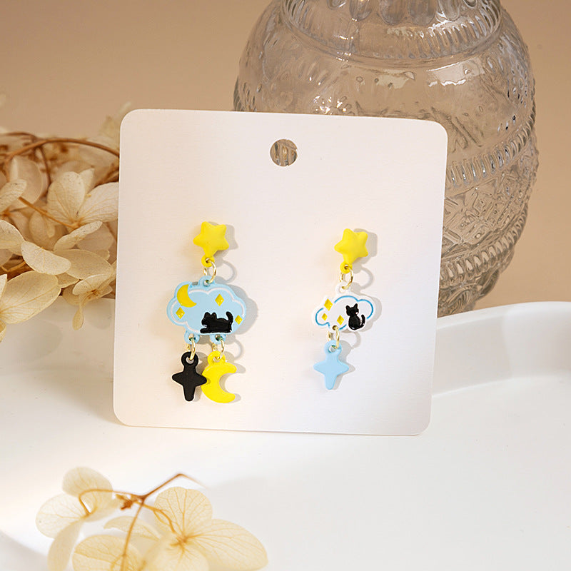 Alloy cartoon painted cat earrings MIC-MDD143