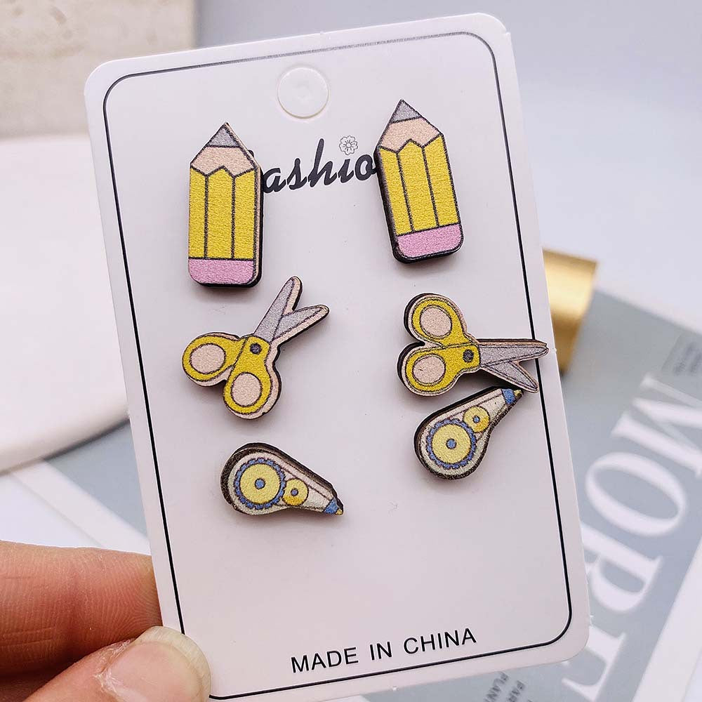 Alloy magnifying glass book earrings MIC-ChenY005