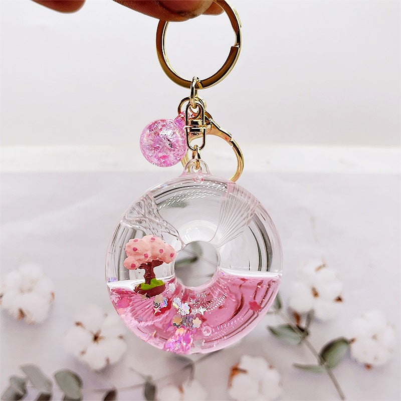 PVC cartoon cherry blossom tree oil keychain MIC-DMF005