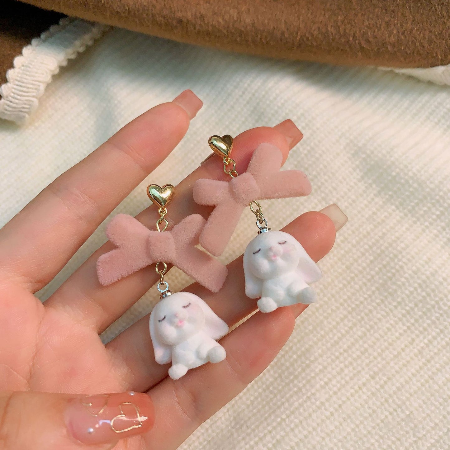 Alloy bow long rabbit earrings (Minimo de Compra 2) MIC-XingS012