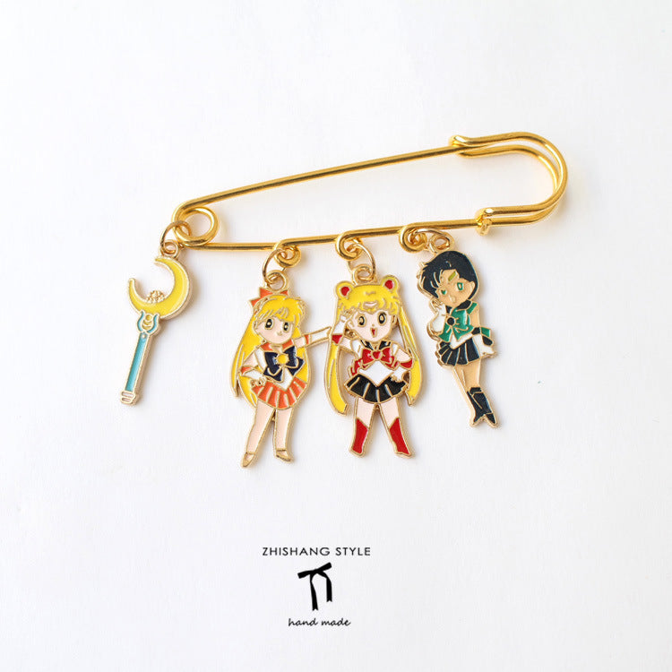 Alloy cartoon beautiful girl warrior brooch (Minimo de Compra 2)  MIC-ZhiS039