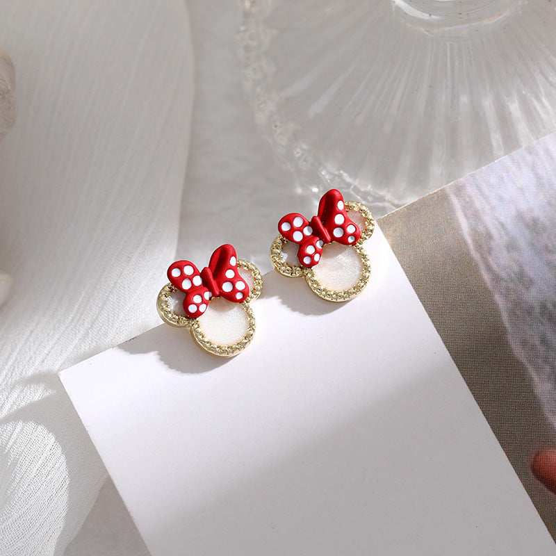 Alloy red bow earrings (Minimo de Compra 2) MIC-SBL017