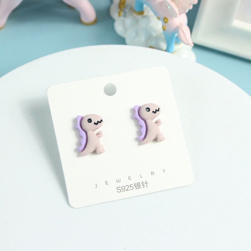 Acrylic Mini Dinosaur Earrings  (Minimo de Compra 2) MYA-PingH022