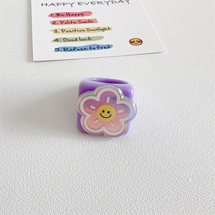 Resin Sweet Smiling Face Cat Ring MIC-WWHM033