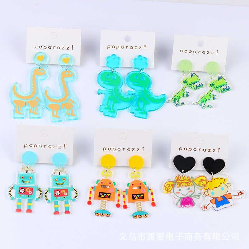 Acrylic dinosaur robot earrings (Minimo de Compra 2) MIC-DuA039