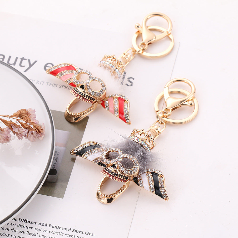 Diamond wool ball skeleton keychain  (Minimo de compra 2) MIC-ChaoK003