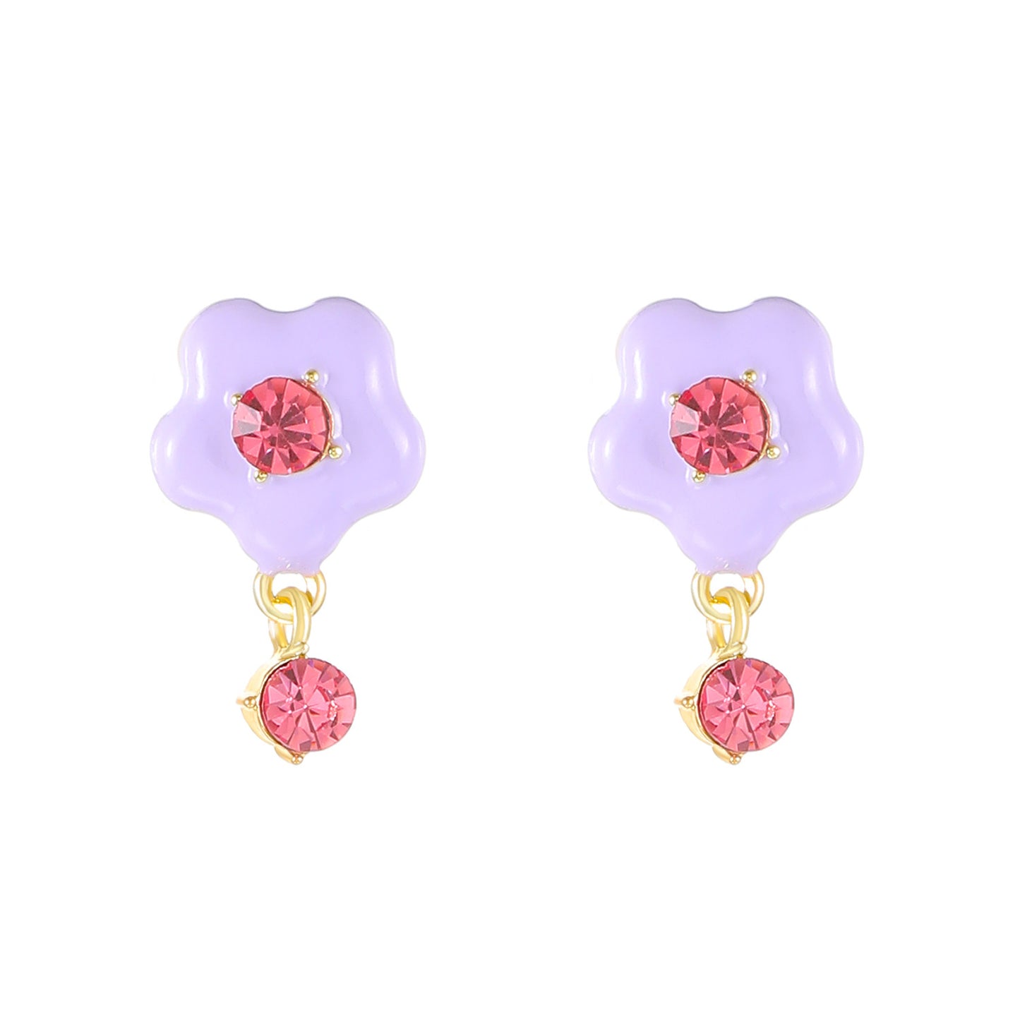 Alloy Pink Zircon Flower Earrings MIC-MaiD004