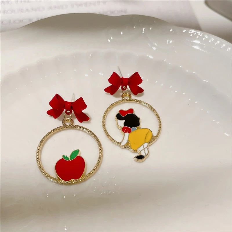 S925 silver needle red bow earrings MIC-YKT021