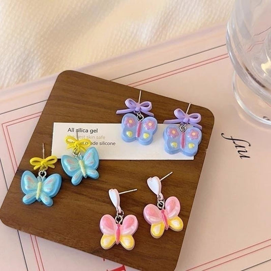 Alloy colored butterfly earrings (Minimo de Compra 3) MIC-HanY019