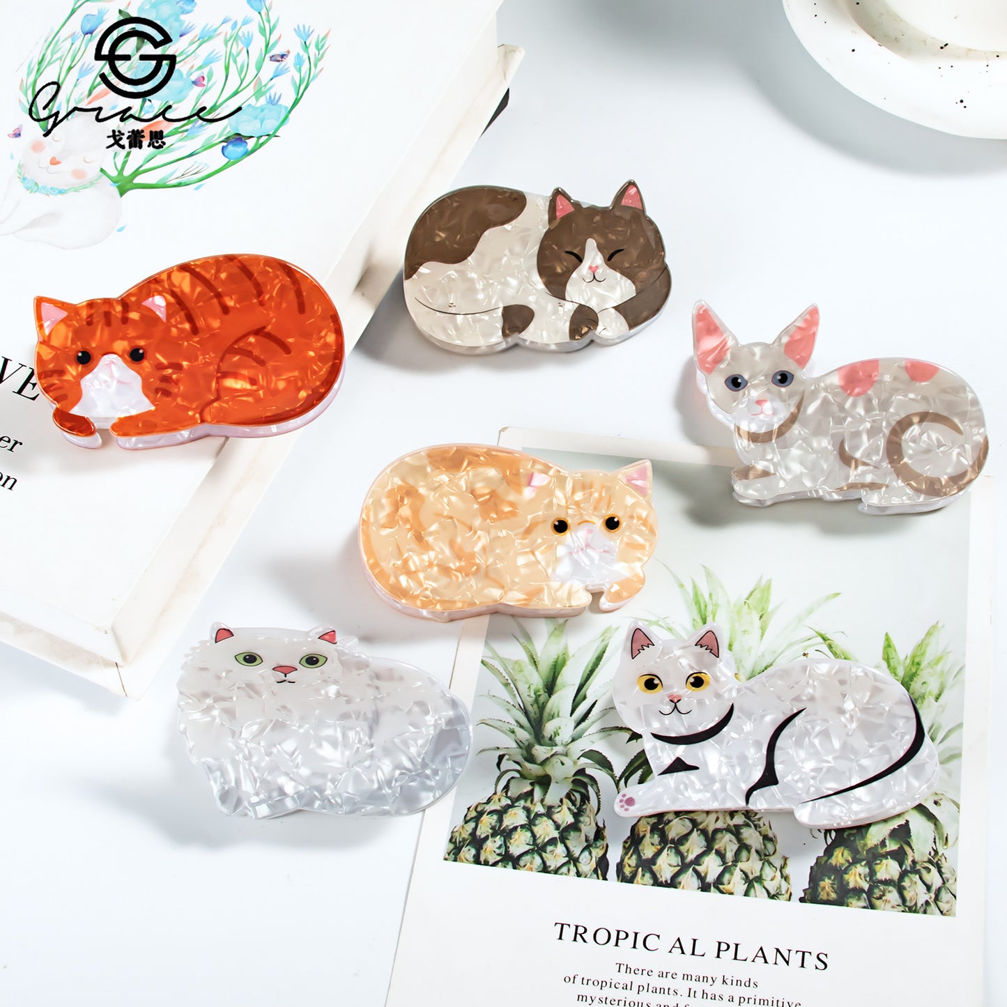 PVC cartoon cat hair clip MIC-GLS009