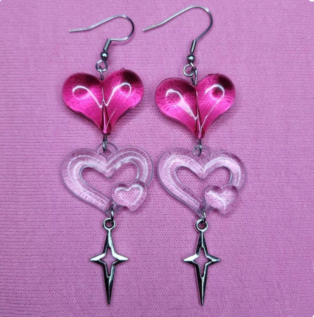 Resin transparent heart hollow earrings MIC-YuX007