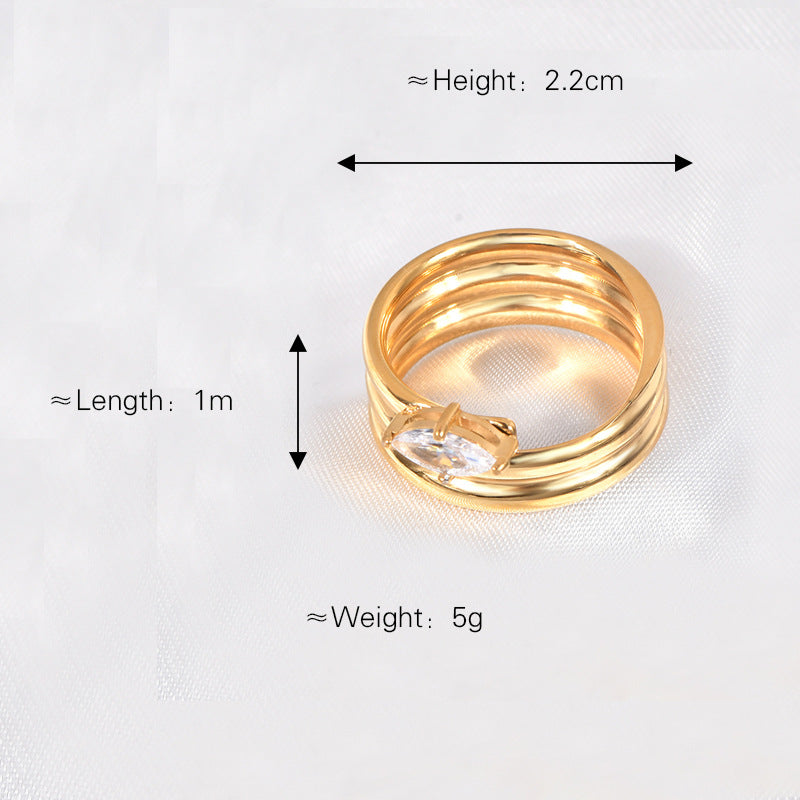 Stainless steel gold-plated multi-layer circle zircon ring MYA-YHZX006