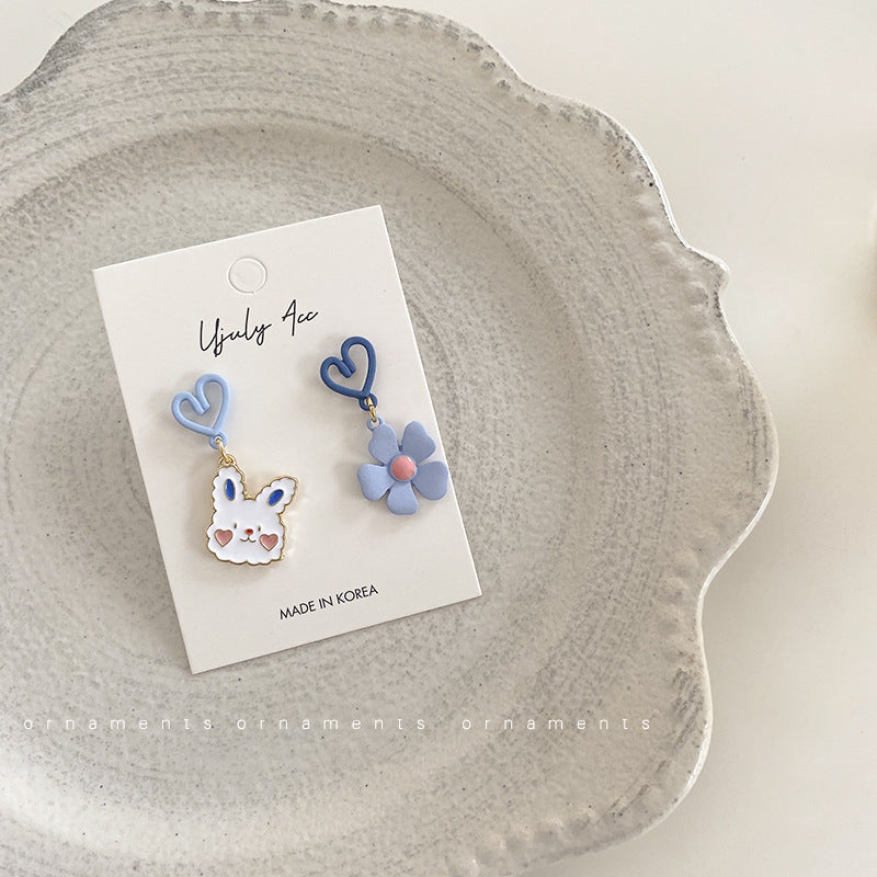 Alloy blue flower rabbit ear clip (Minimo de Compra 2) MIC-ShangY002