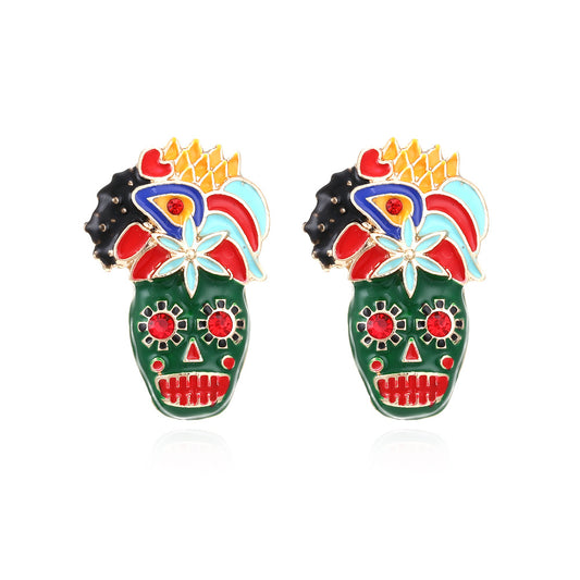 Alloy Drip Oil Skeleton Ear Studs MIC-ManY013