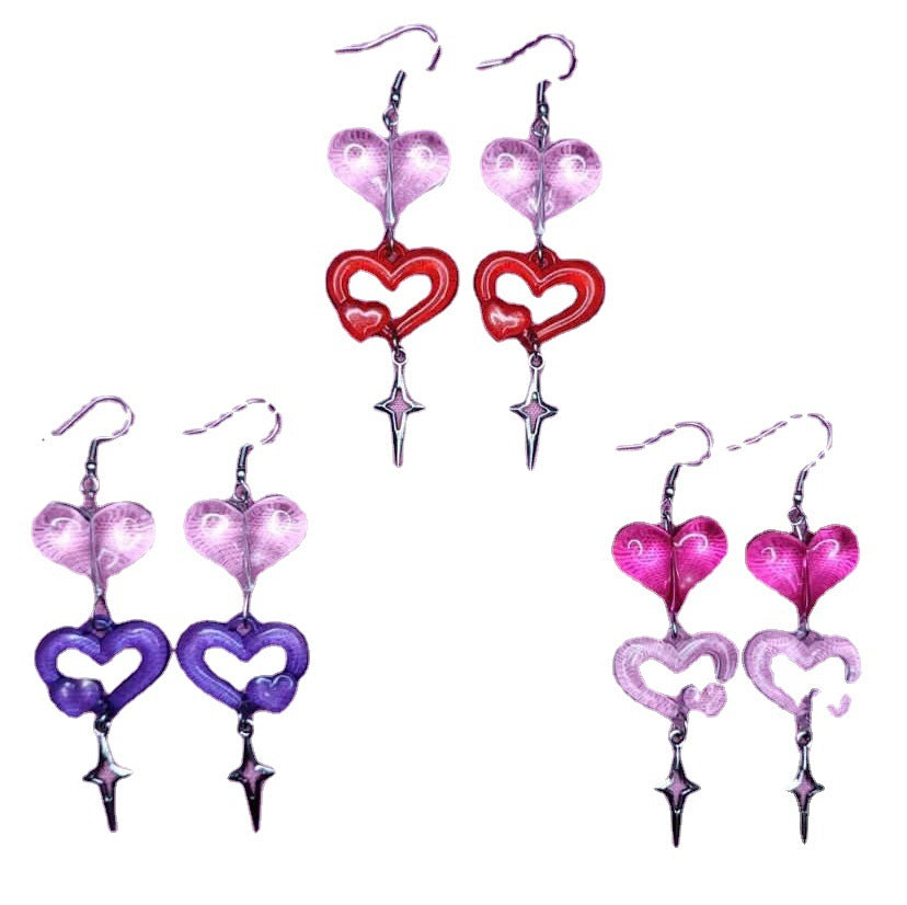 Resin transparent heart hollow earrings MIC-YuX007