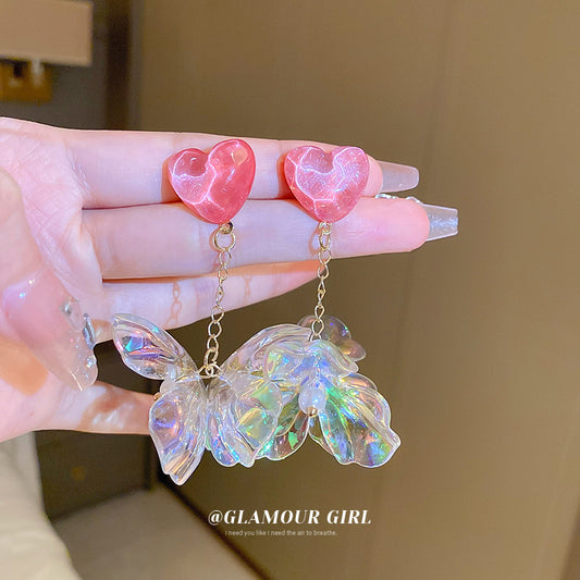 Alloy Pink Love Illusion Flower Earrings (Minimo de Compra 2) MIC-BY002