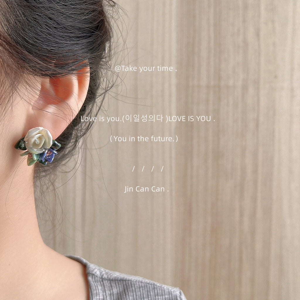 Alloy blue flower earrings MYA-LiangM004