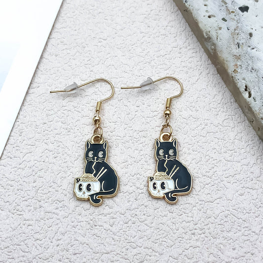 Alloy Halloween Black Cat Skull Earrings (Minimo de compra 5) MIC-OuL008