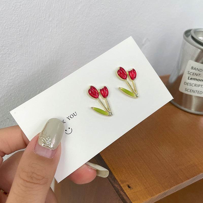 S925 silver needle tulip flower earrings Minimo de compra 2 MIC-LSY003