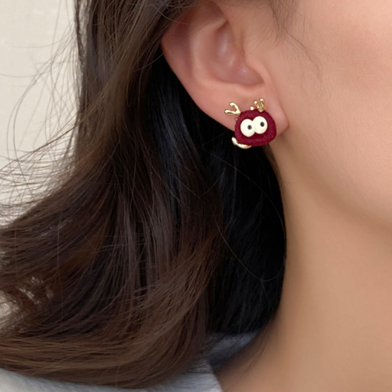 Alloy plush red earrings MIC-DieD002