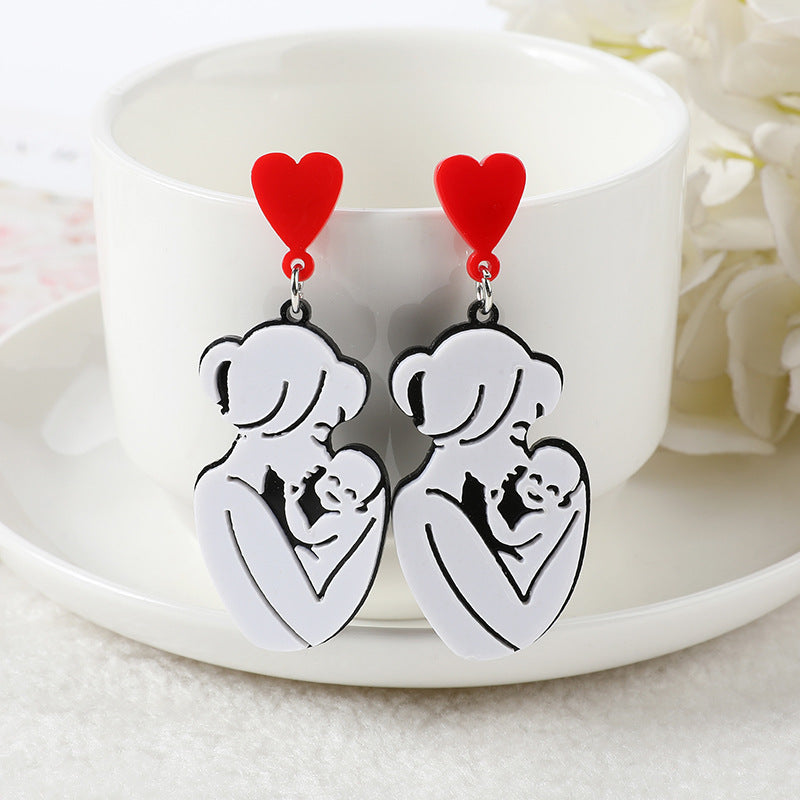 Acrylic Embossed Mother's Day Earrings (Minimo de Compra 2) MIC-YouY012