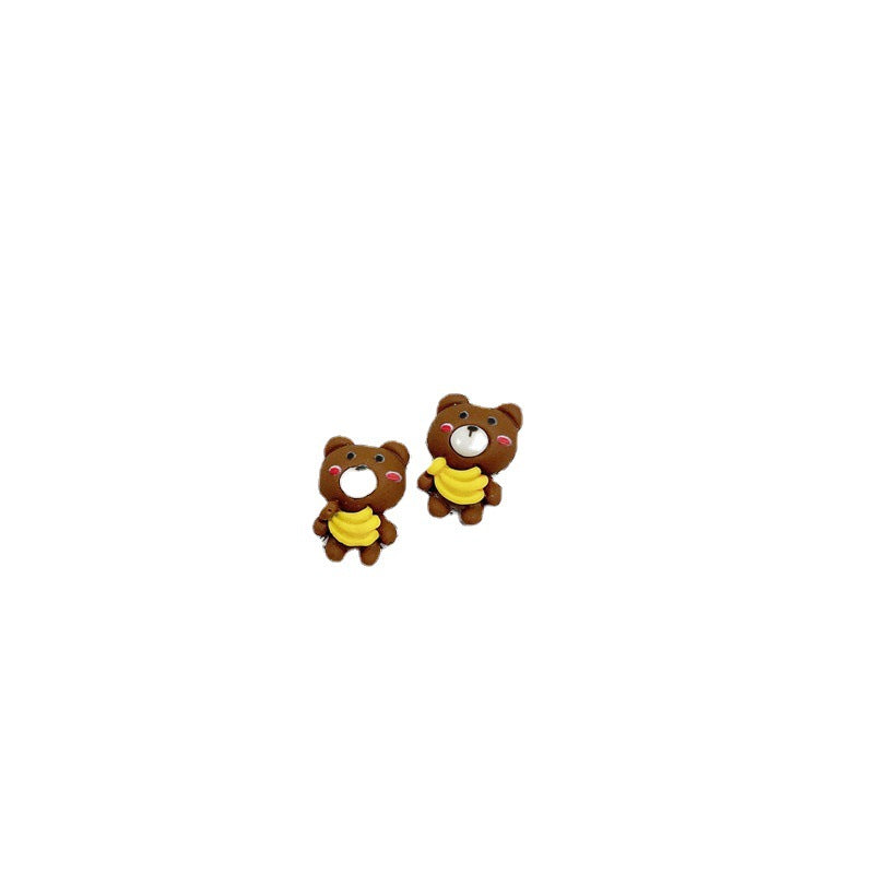 Alloy banana small bear earrings MIC-WWHM004