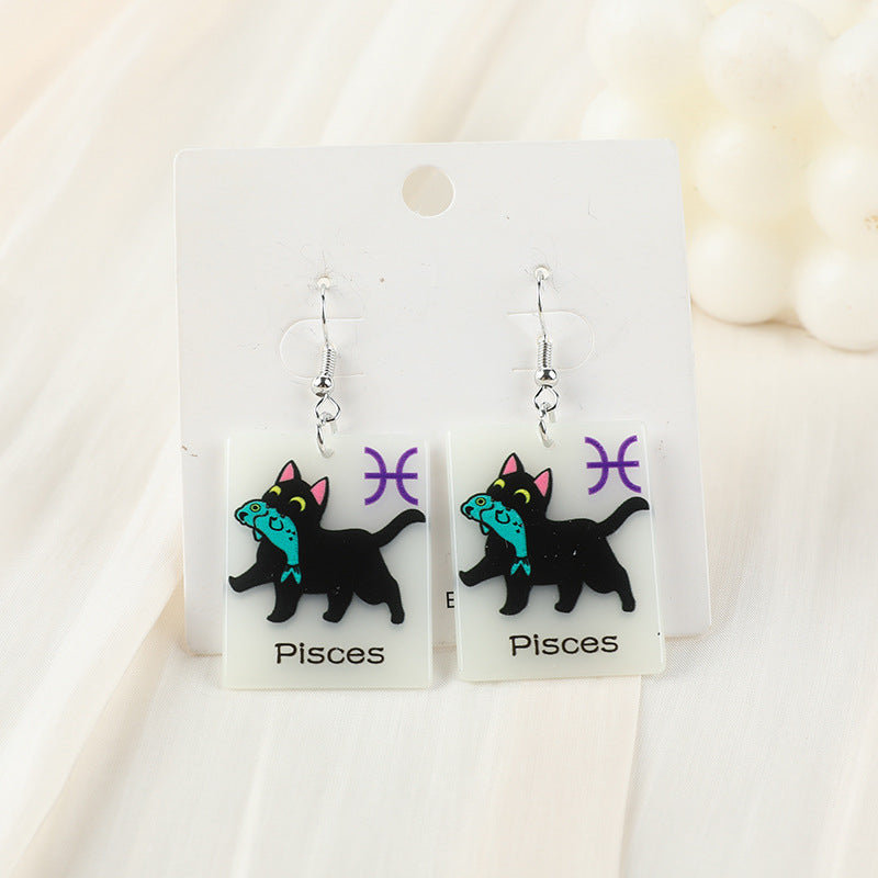 Acrylic constellation luminous cat earrings (Minimo de Compra 2) MYA-YueZ002