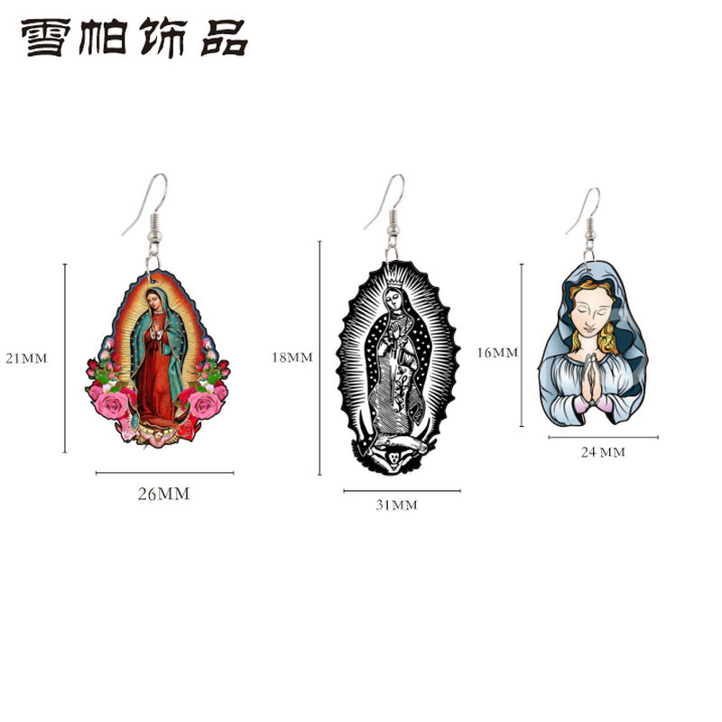 Acrylic Virgin Mary Earrings MYA-XueP137