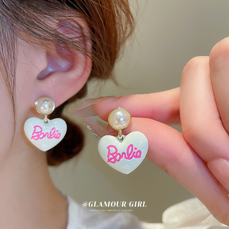 Alloy English Letter Pearl Dropping Oil Earrings (Minimo de Compra 2) MIC-BY004